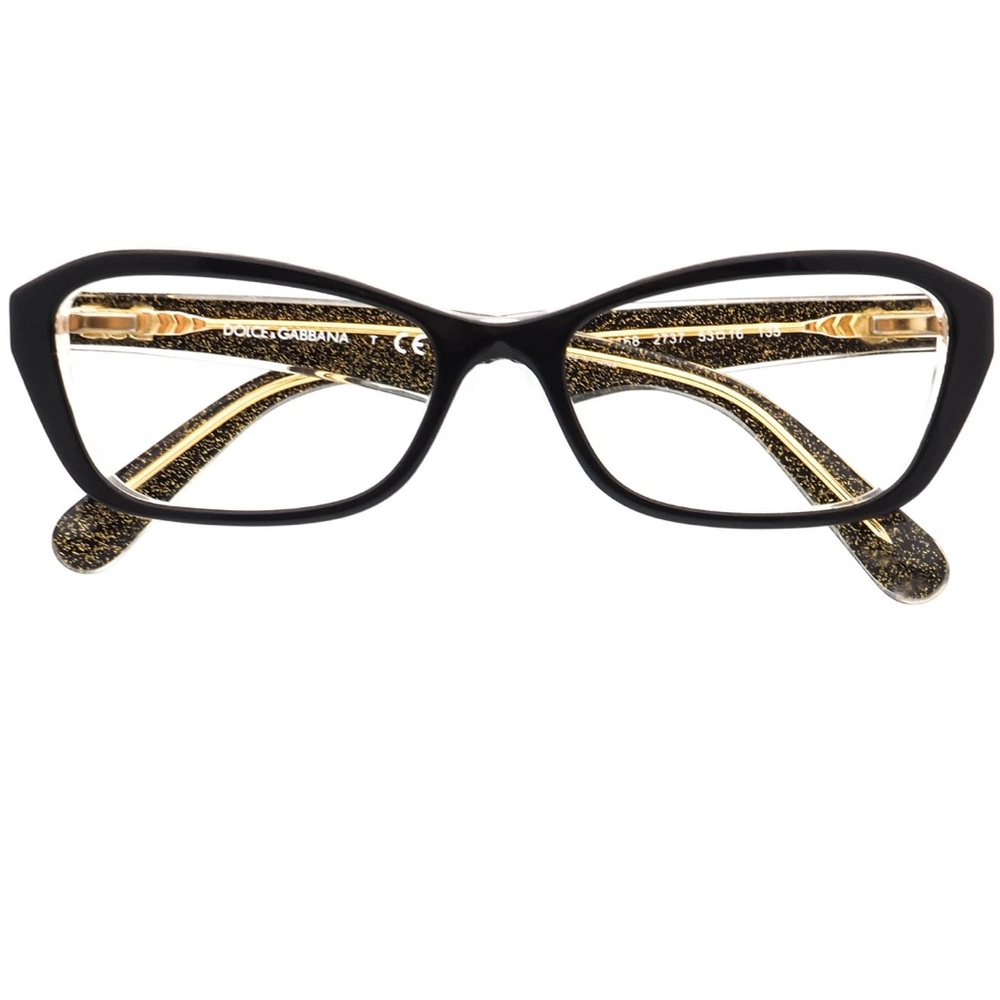 Dolce & Gabbana Eyeglasses DG 3168 2737 Black/Gold Glitter Cat Eye